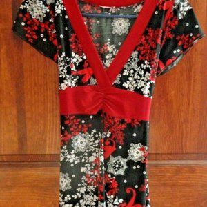 LIPSTICK WOMANS SHIRT SIZE S RED TIE BACK BLOUSE